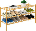 3-Tier Bamboo Long Shoe Rack, Free Standing Wood Shoe Shelf Storage Organizer by ROMGUAR+CRAFT