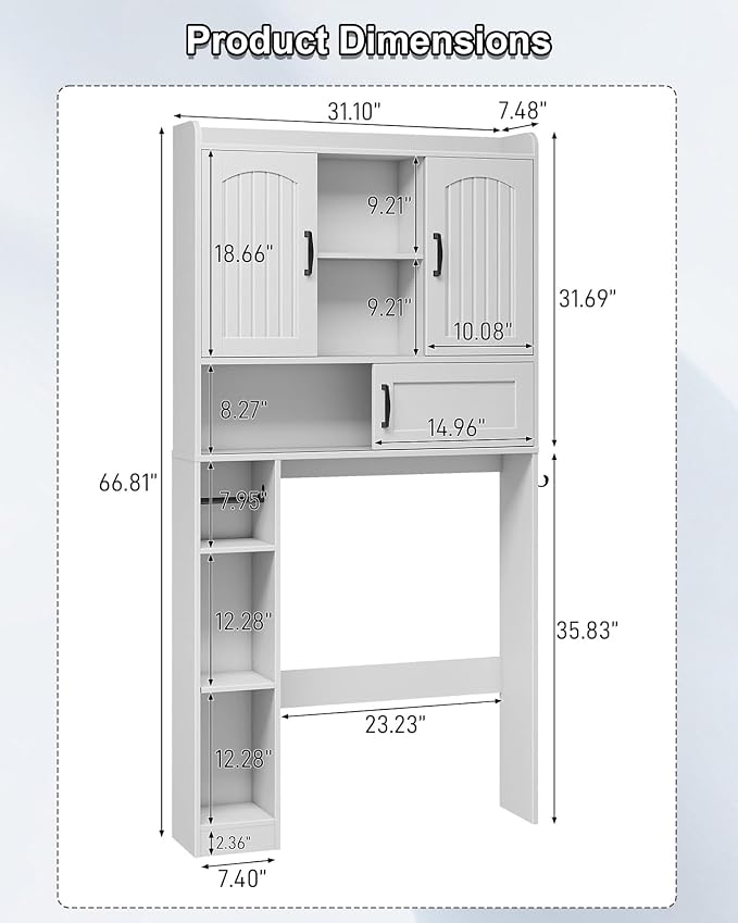 Vabches Farmhouse Over The Toilet Storage Cabinet - Image 2