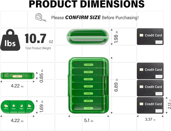 Weekly Pill Organizer 4 Times a Day, 7 Day Pill Box 4X, Portable - Image 6
