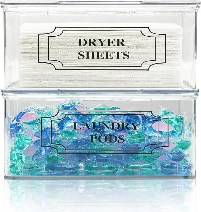 SSTATES Clear Acrylic Dryer Sheets Holder, Flip-top Laundry Pods Container - Image 3