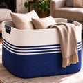 DOFASAYI Laundry Hamper, 72L Cotton Rope Laundry Basket, Dark Blue &