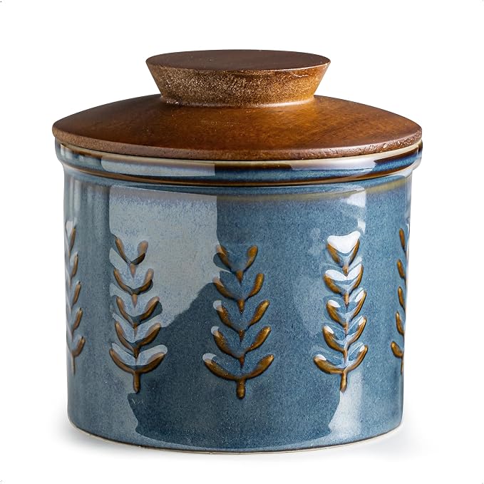 Ceramic Butter Dish with Lid, Butter Crock by YHOSSEUN