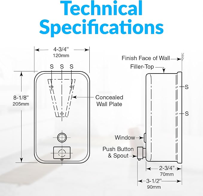 Bobrick Surface-Mounted Soap Dispenser, Vertical Tank Satin-Finish Stainless - Image 6