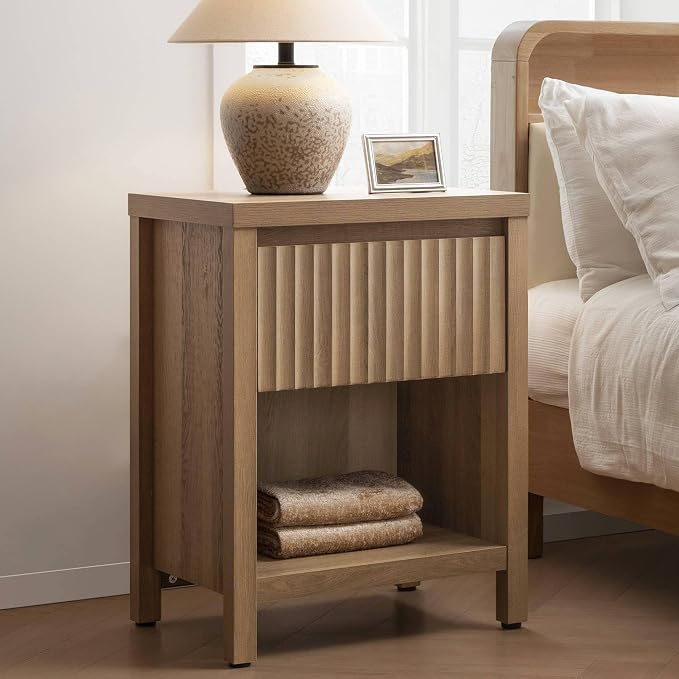 SICOTAS Fluted Night Stand Set of 2, Farmhouse Nightstands by SICOTAS
