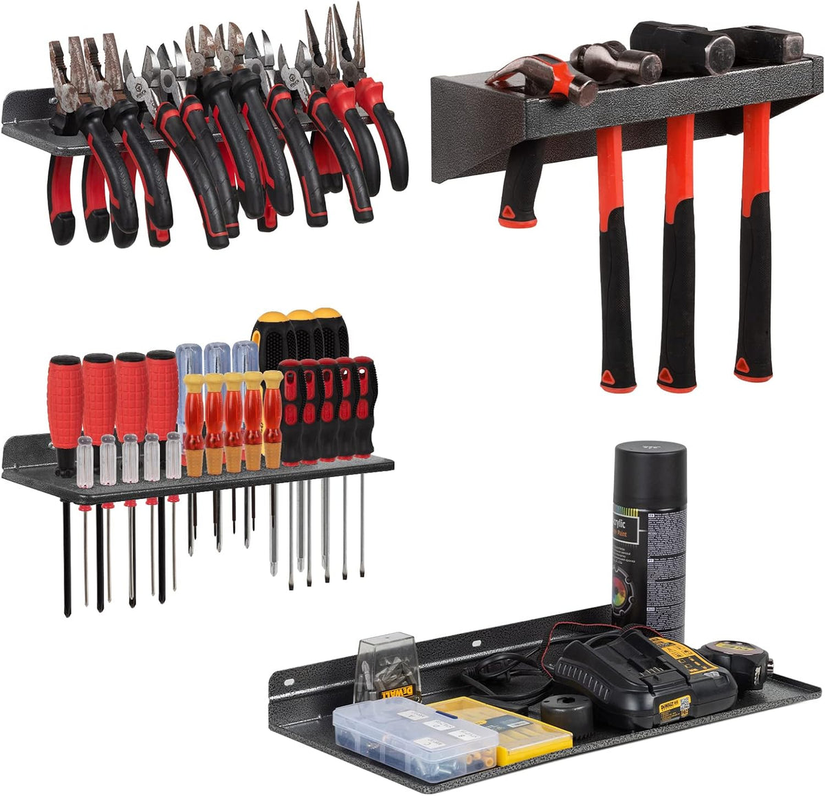 AHOWPD Screwdriver Organizer, Metal Plier Organizer Hammer Rack