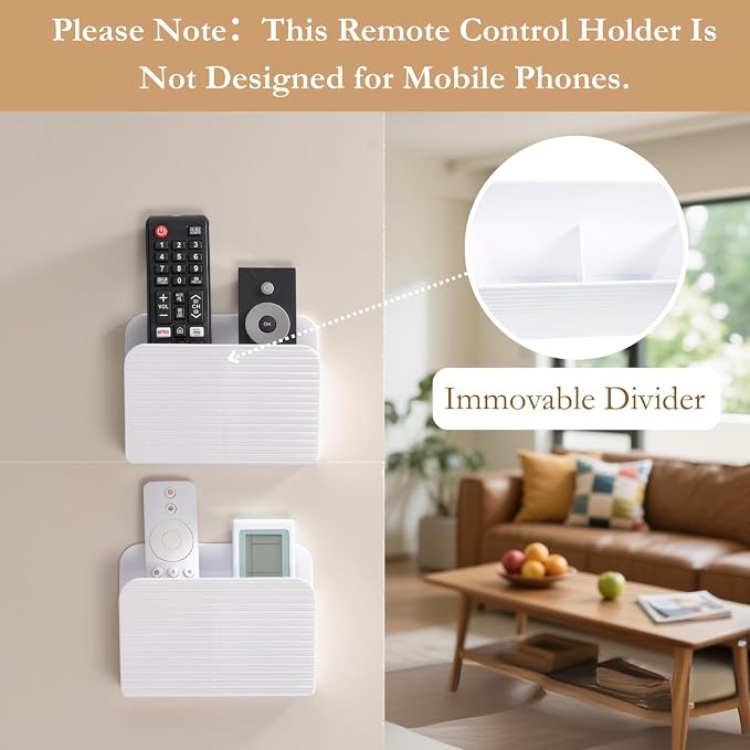 LINFIDITE 2 Pack Adhesive TV Remote Control Holder Wall Mount TV Remote Holder - Image 2