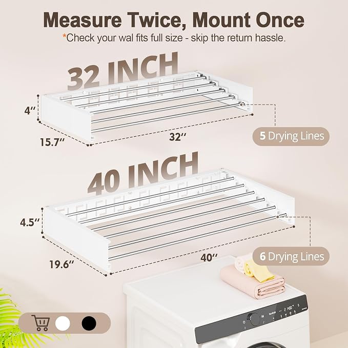 Wall Mounted Clothes Drying Rack Folding Indoor, Foldable Laundry Drying Rack - Image 3