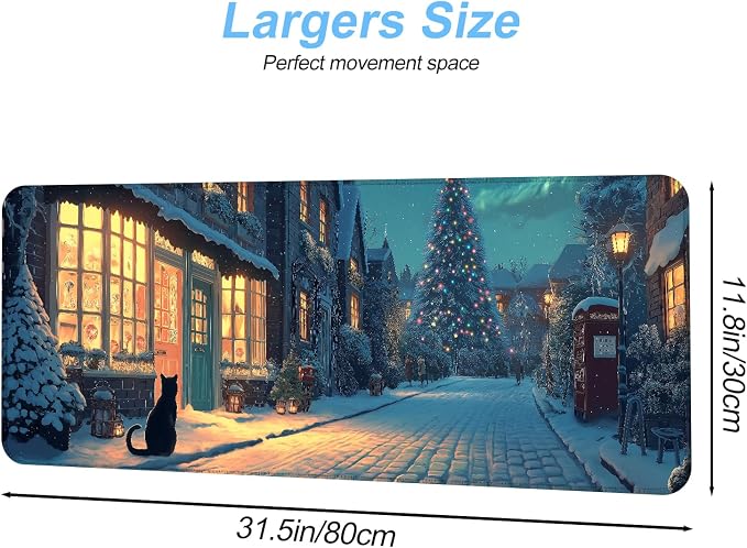 Christmas Winter Village Mouse Pad – 31.5" x 11.8" Large Extended Desk Mat - Image 3