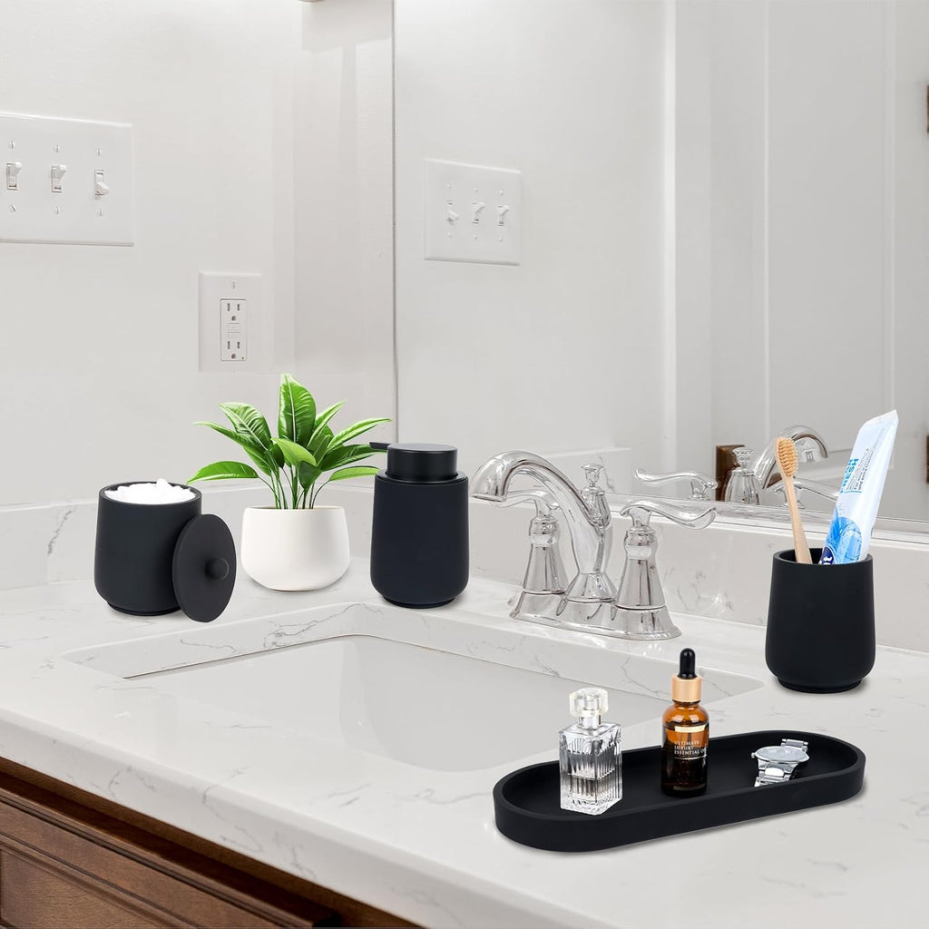Black Bathroom Accessories Set - 4 Pcs Bathroom Accessory Sets with