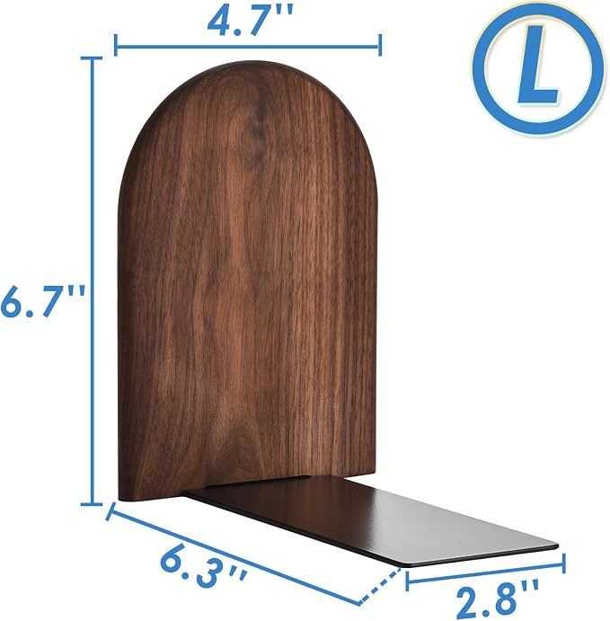 Book Ends, Large Sturdy Wooden Bookends - Image 6