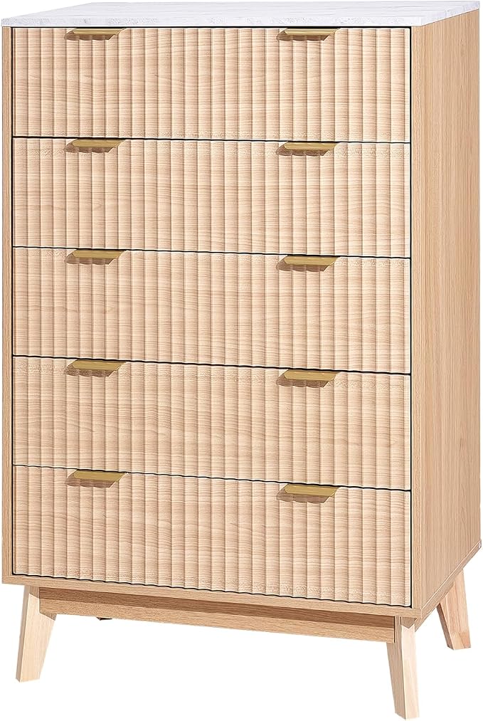 VEVOR 5 Drawer 48" Tall Fluted Bedroom Dresser, Modern Chest of Drawers - Image 9