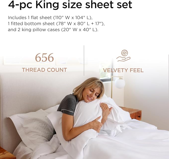 Threadmill American Supima King Size Sheets Set | 656 Thread Count 4 Piece - Image 2