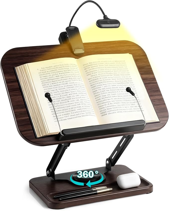 Book Stand with Light & Storage, Book Holders by UikJOY