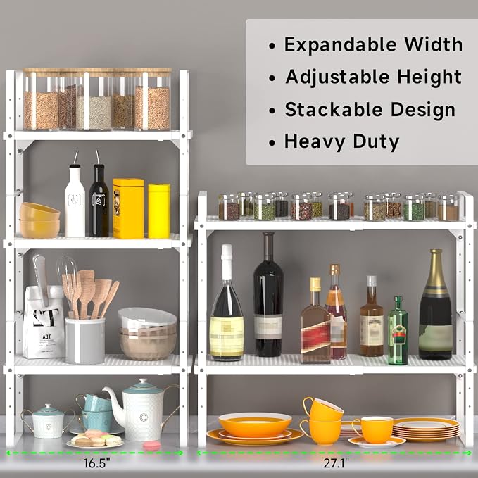 Expandable Cabinet Storage Shelf Stackable Organizer Rack - Image 7