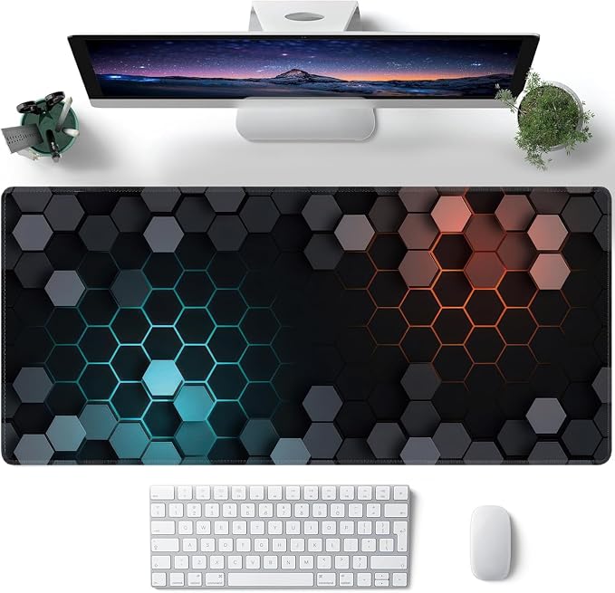 Hexagon Honeycomb Large Mouse Pad, Gaming Keyboard Desk Pad, Extended Mouse Mat - Image 2