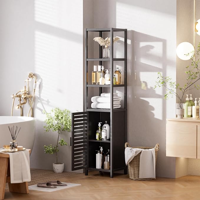HITNET Bathroom Cabinet Freestanding, Tall Slim Bamboo Storage Cabinet - Image 9