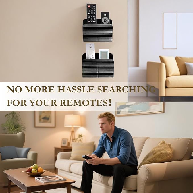 LINFIDITE 2 Pack Adhesive TV Remote Control Holder Wall Mount TV Remote Holder - Image 4