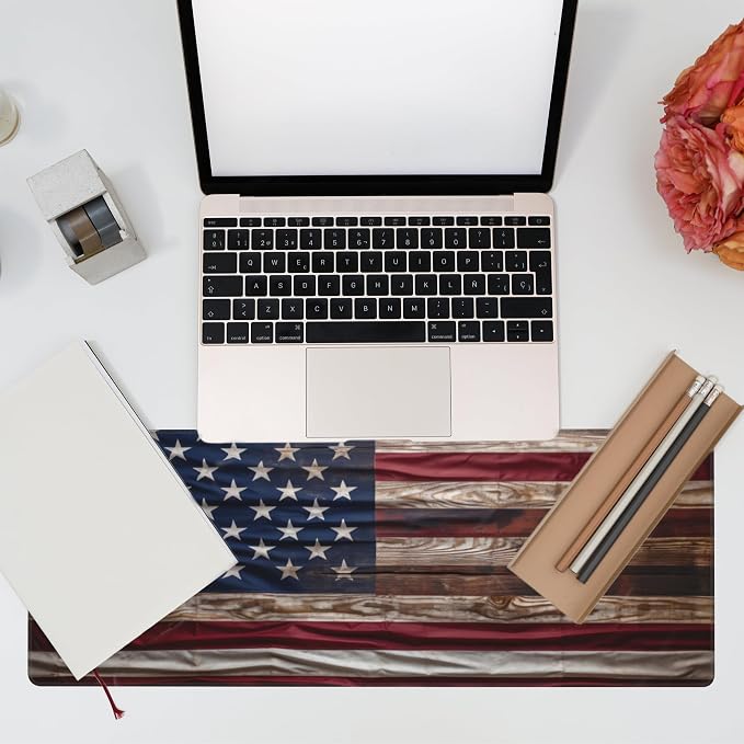 Large Gaming Mouse Pad for Desk, Wooden American Flag Desk Mat, Wooden USA Flag - Image 7