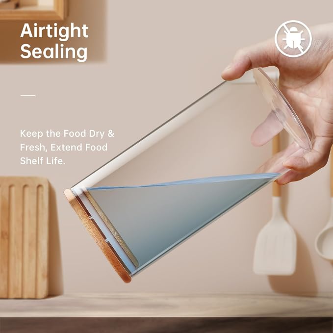 Square Glass Jars with Bamboo Lids 79 FL OZ, Glass Canisters with Airtight Lid - Image 4