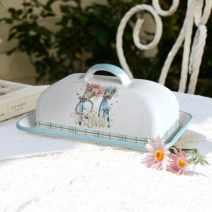 Enameled Farmhouse Vintage Butter Dish - Image 2