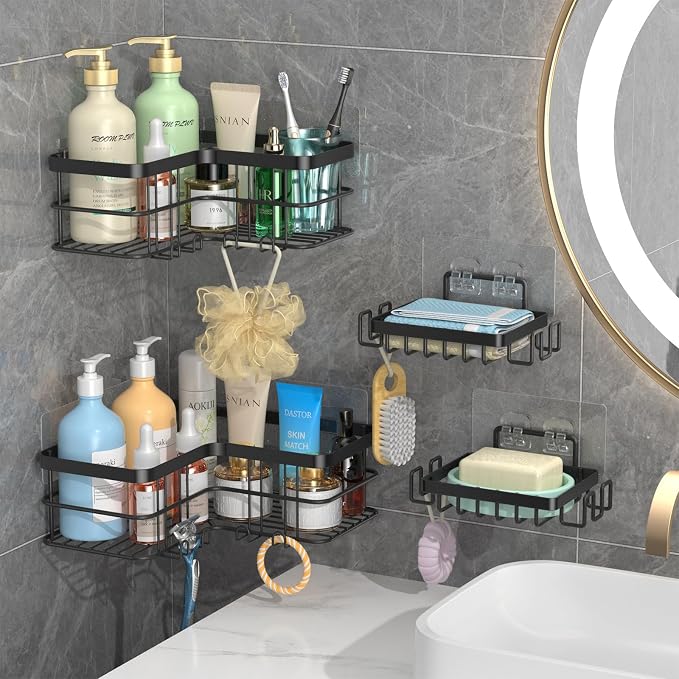 Yazoni Corner Shower Caddy, Rustproof Bathroom Shower Organizer Storage - Image 9