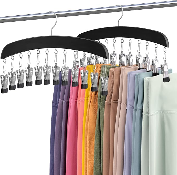 Leggings Hangers, Wooden Closet Hanging Leggings Storage Organizer Scarf Hangers by MEILIDY