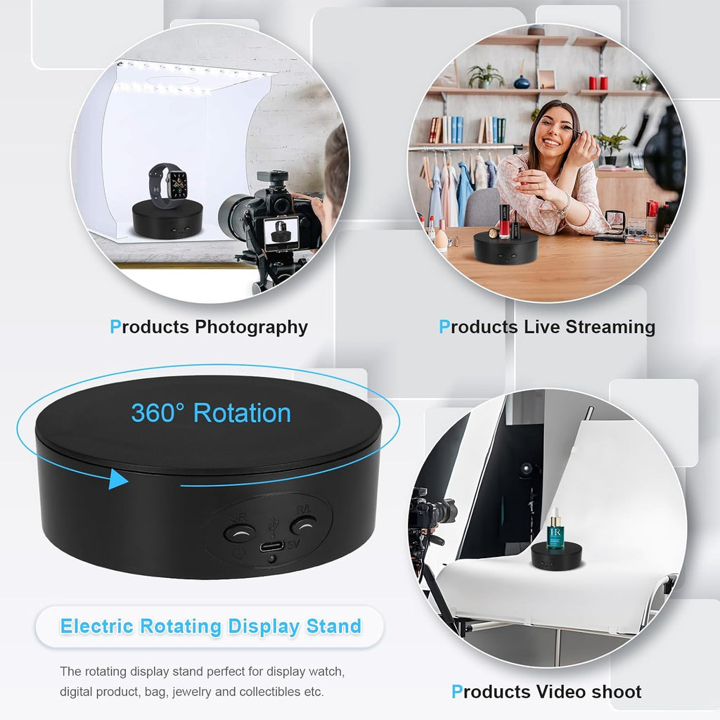 Motorized Rotating Display Stand, 5in/11lbs Load, 360° Rotating