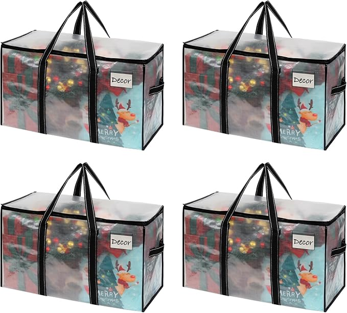 VENO 4 Pack Moving Bags & Large Christmas Storage Bins by Veno