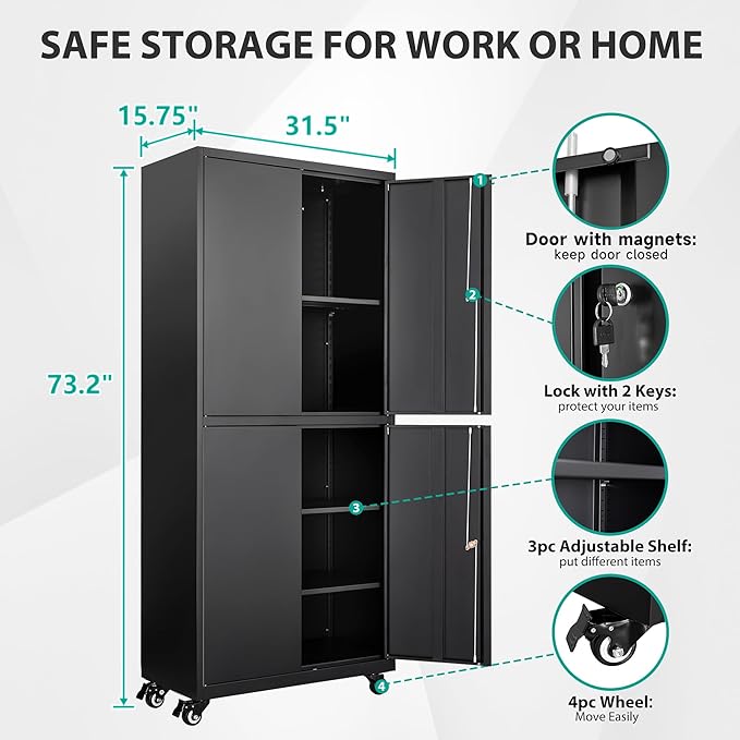 SISESOL Metal Storage Cabinet - Image 3