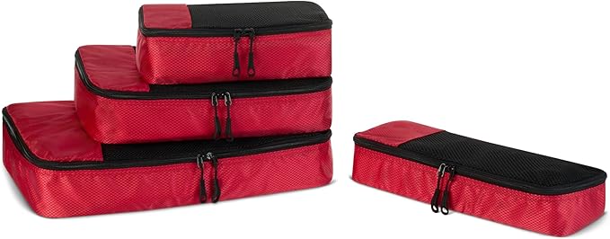 Amazon Essentials 4-Piece Packing Cubes Travel Accessories Set, Luggage by AmazonEssentials