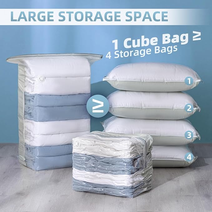 8 Pack Vacuum Storage Bags, Cube Combo, Vacuum Seal Bags - Image 3
