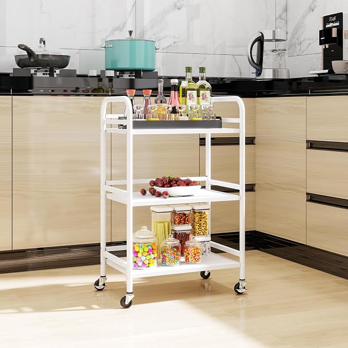 HDANI 3 Tier Rolling Cart Shelves, Heavy Duty Multifunctional Metal - Image 8