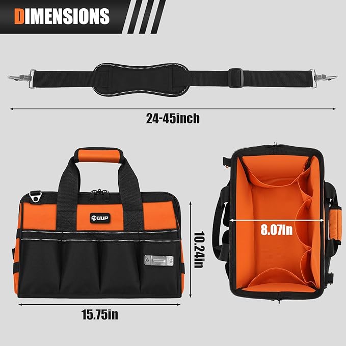 Heavy Duty Tool Bag 15-Inch, 16-Pocket Portable Soft Tool Box Organizer Storage - Image 2