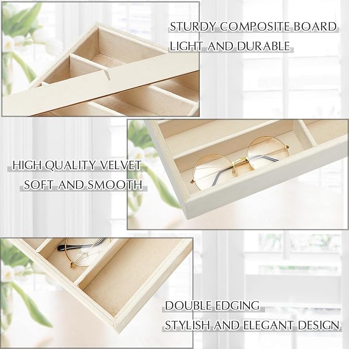 Amylove 2 Pcs Sunglass Organizer Trays Glasses Stackable Jewelry Trays Sunglass - Image 3