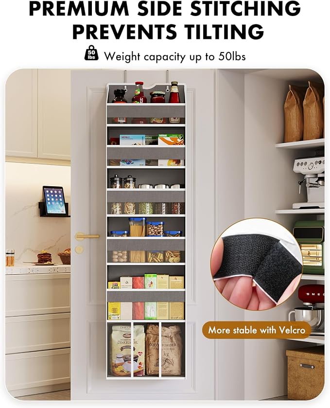 Over The Door Organizer with 6 Large Clear Pockets 12 Mesh Side Pockets - 50LB - Image 6