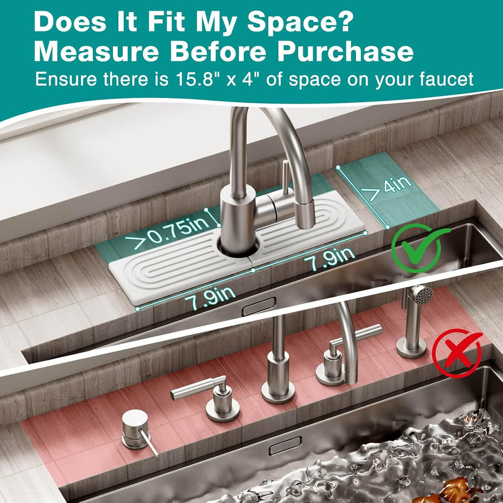 DK177 Faucet Mat for Kitchen Sink - Water Absorbing Stone Tray for
