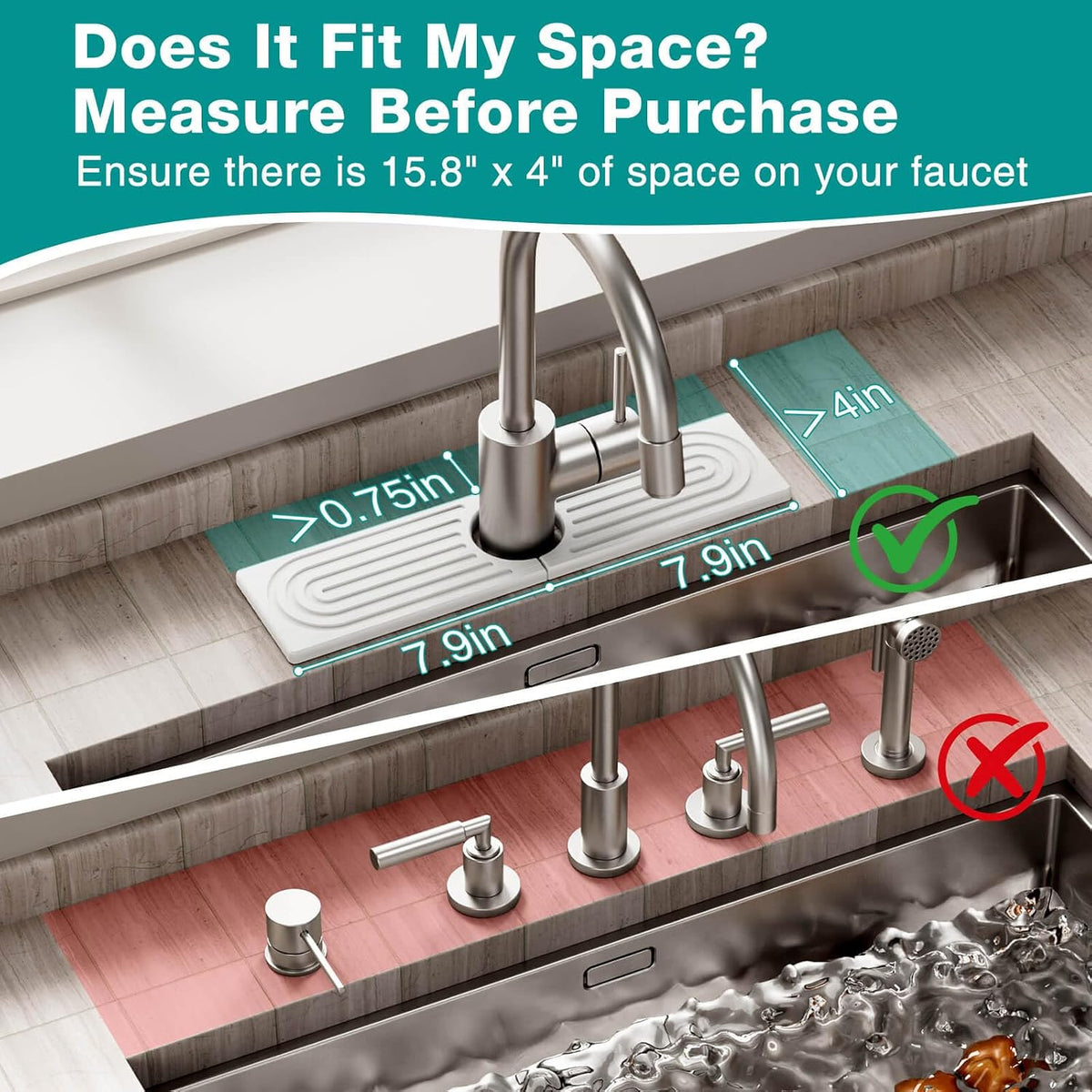 DK177 Faucet Mat for Kitchen Sink - Water Absorbing Stone Tray for