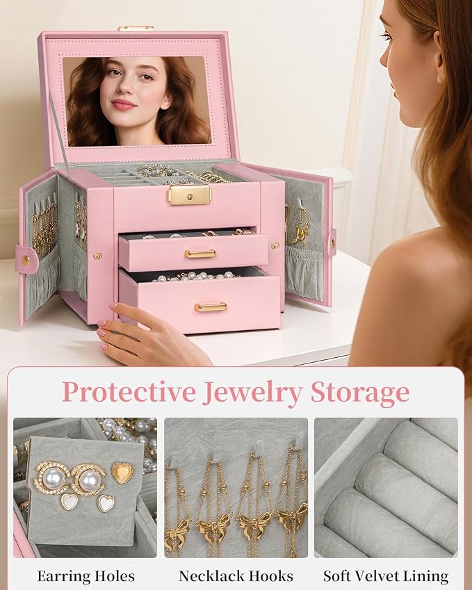 TORIBIO Jewelry Box for Women, Leather Jewelry Organizer - Image 5