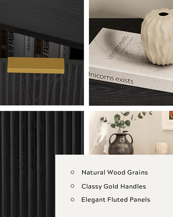 Modern Fluted Corner Cabinet, Wooden Small Floor Storage Cabinet - Image 3