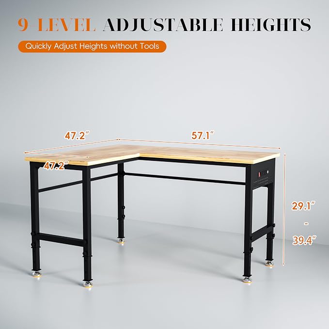 Betterhood 48"/60" Heavy-Duty Adjustable Workbench - Image 3