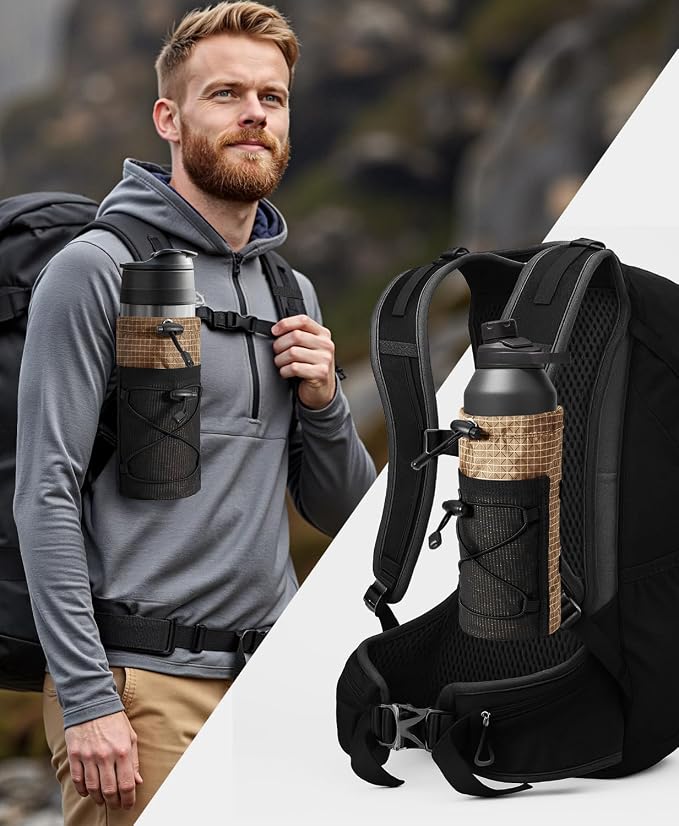 Large Water Bottle Holder Pouch Bag, Backpack Water Bottle Holder Mesh Bag - Image 4