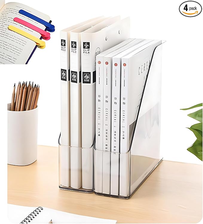 4-Pack Acrylic Magazine Holder & Book Organizer Clear Desktop File Storage Rack by Unknown