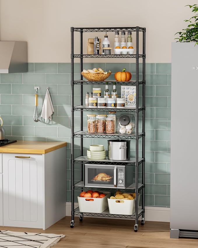 8 Tier Shelves Storage Shelf Wire Closet Bathroom Organizers Metal Pantry - Image 5