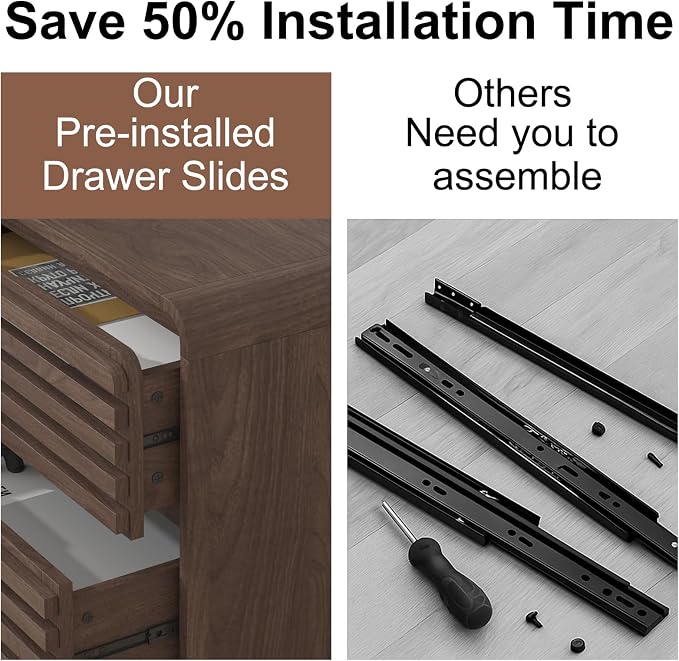 3 Piece Bedroom Set, Dresser and Nightstand Sets, Fluted 6 Drawer Dresser and - Image 2