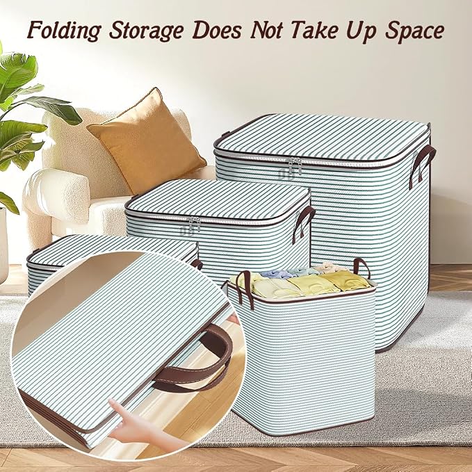 Large Blanket Storage, 180L Foldable Storage Bin, Clothes Storage Bags - Image 3