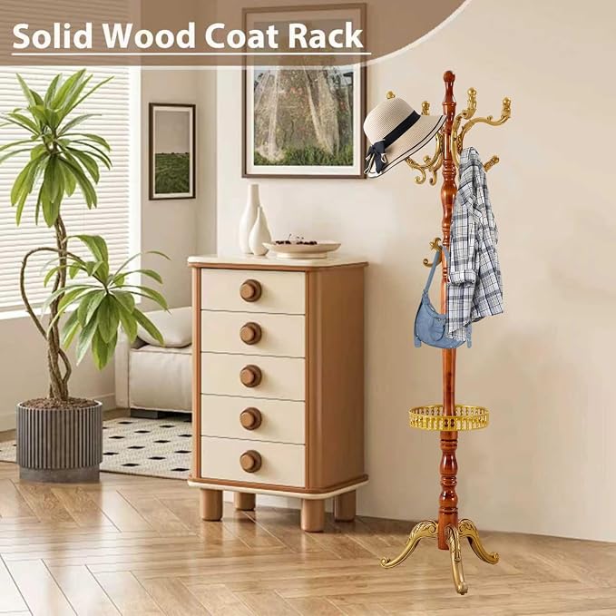Solid Wooden Coat Rack Stand, Coat Racks Freestanding - Image 6