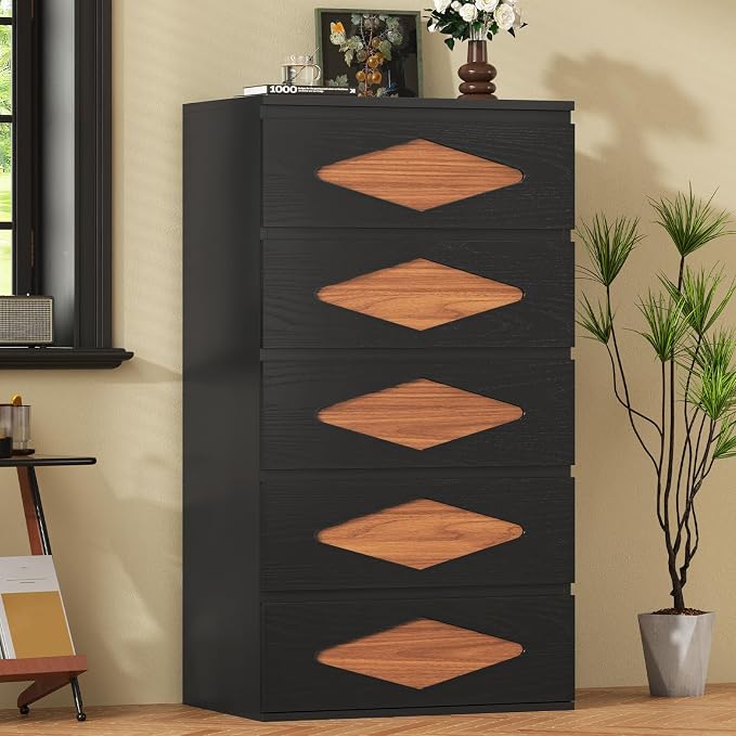 Tall Dresser for Bedroom, 5 Chest of Wooden Drawers, Vintage Dresser, Closet - Image 6