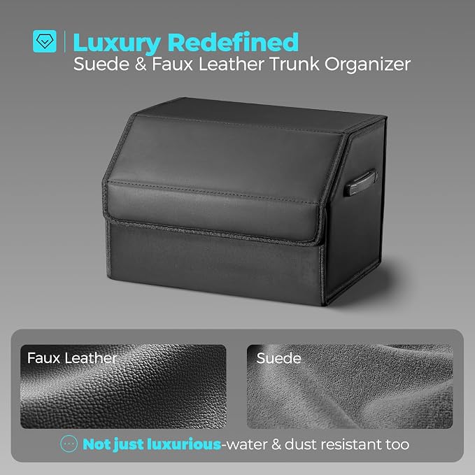 Car Organizers for Trunk for Suv Sedan, Leather Storage Box, Magnetic Lid - Image 3