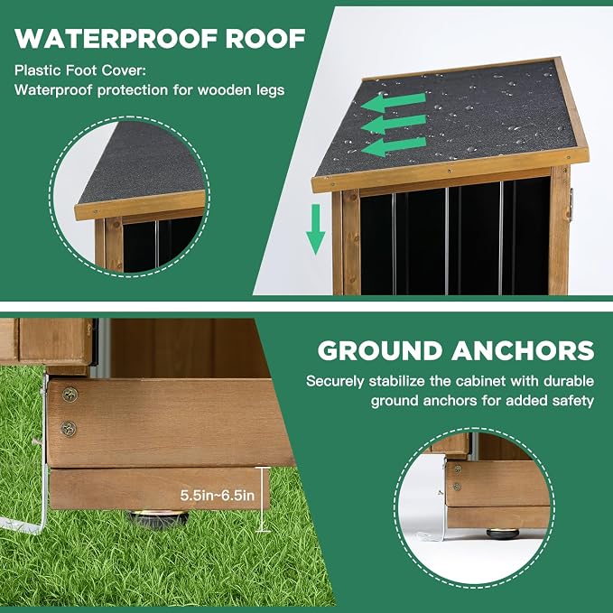 Outdoor Storage Cabinet, Wood & Metal Storage Shed - Image 3
