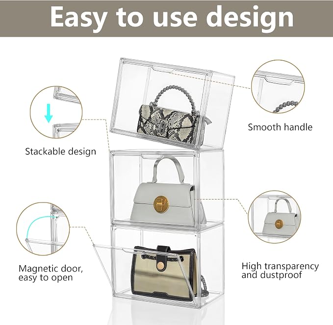 Attelite Purse Organizer for Closet, 5 Pack X-Large Handbags Storage Organizer - Image 3